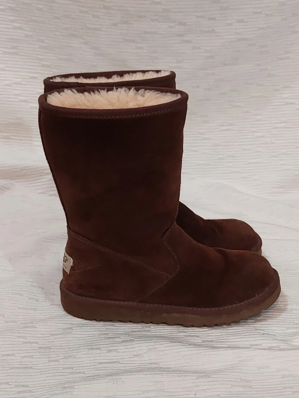 UGG Kids Brown Suede Shearling-Lined Zip Boots Size 4
